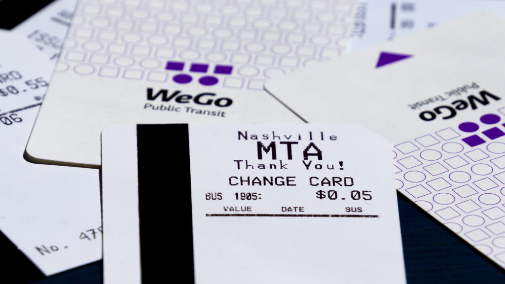Fahrkarten und Change Cards der Nashville MTA